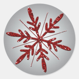 Glittery Silver en Red Snowflake Sticker