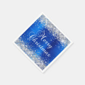 Glittery Silver en Royal Blue Merry-kerst Servet (Hoek)