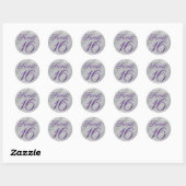 Glittery Silver en Royal Paars Sweet 16 Ronde Sticker (Vel)
