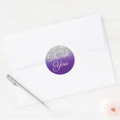 Glittery Silver en Royal Paarse Ombre Dank u Ronde Sticker (Envelop)