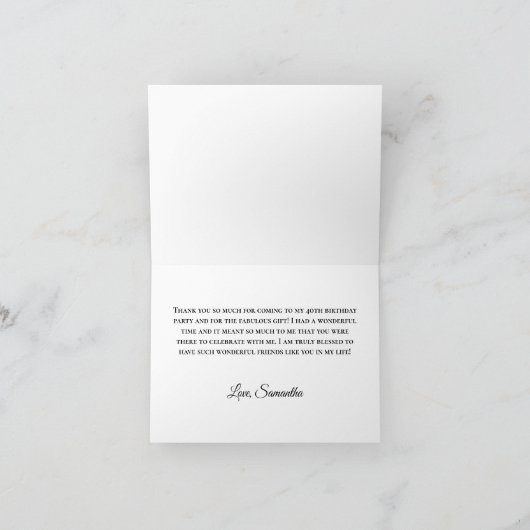 Glittery Silver en Turquoise Folie 40e verjaardag Bedankkaart (Binnen)