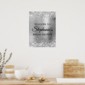 Glittery Silver Faux Foil Bridal Shower Welcome Poster (Keuken)