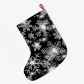 Glittery Silver Festive sneeuwvlokken patroon Grote Kerstsok (Achterkant (Hangend))