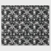 Glittery Silver Festive sneeuwvlokpatroon Cadeaupapier (Vlak)