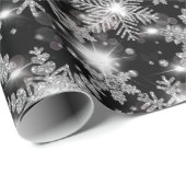 Glittery Silver Festive sneeuwvlokpatroon Cadeaupapier (Rol Hoek)