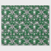Glittery Silver Festive sneeuwvlokpatroon Cadeaupapier (Vlak)