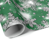 Glittery Silver Festive sneeuwvlokpatroon Cadeaupapier (Rol Hoek)