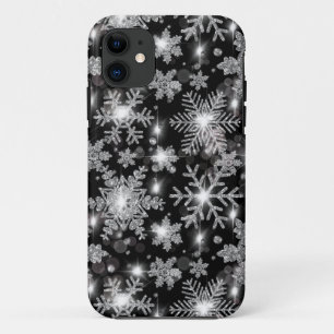 Glittery Silver Festive sneeuwvlokpatroon Case-Mate iPhone Case