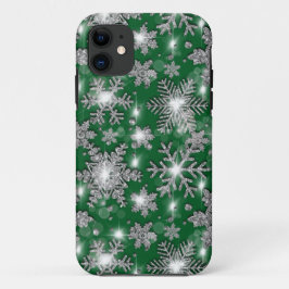 Glittery Silver Festive sneeuwvlokpatroon Case-Mate iPhone Case