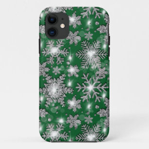 Glittery Silver Festive sneeuwvlokpatroon Case-Mate iPhone Case