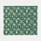 Glittery Silver Festive sneeuwvlokpatroon Fleece Deken (Voorkant (Horizontaal))