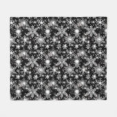 Glittery Silver Festive sneeuwvlokpatroon Fleece Deken (Voorkant (Horizontaal))