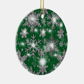 Glittery Silver Festive sneeuwvlokpatroon Keramisch Ornament (Rechts)