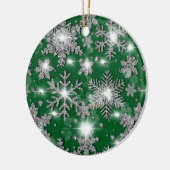 Glittery Silver Festive sneeuwvlokpatroon Keramisch Ornament (Links)