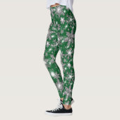Glittery Silver Festive sneeuwvlokpatroon Leggings (Links)