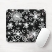 Glittery Silver Festive sneeuwvlokpatroon Muismat (Met muis)