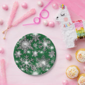 Glittery Silver Festive sneeuwvlokpatroon Papieren Bordje (Feest)