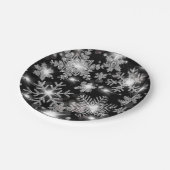 Glittery Silver Festive sneeuwvlokpatroon Papieren Bordje (Gekanteld)