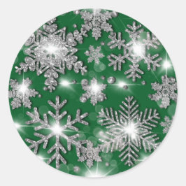 Glittery Silver Festive sneeuwvlokpatroon Ronde Sticker