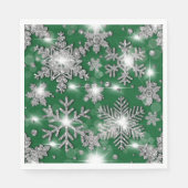 Glittery Silver Festive sneeuwvlokpatroon Servet (Voorkant)