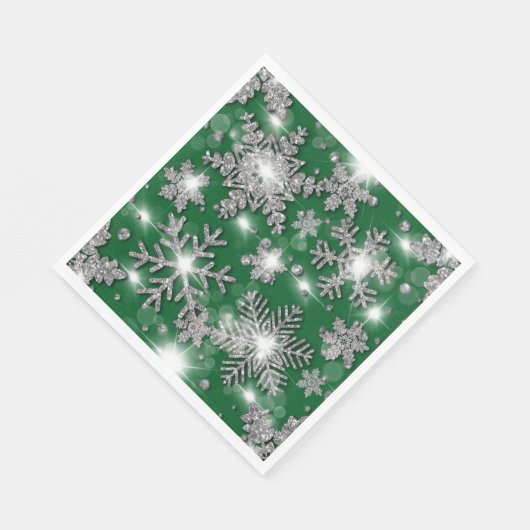 Glittery Silver Festive sneeuwvlokpatroon Servet (Hoek)