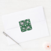 Glittery Silver Festive sneeuwvlokpatroon Vierkante Sticker (Envelop)