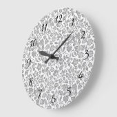 Glittery Silver Floral on White Grote Klok (Hoek)