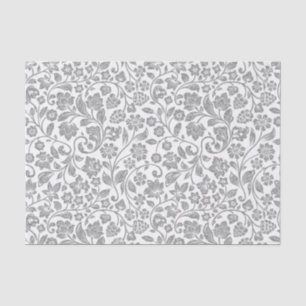 Glittery Silver Floral over White Tissuepapier