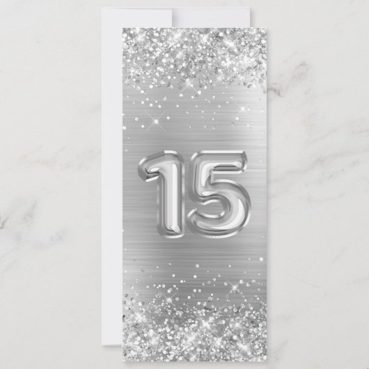 Glittery Silver Foil 15 Quinceañera Kaart (Achterkant)