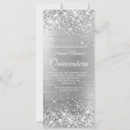 Glittery Silver Foil 15 Quinceañera Kaart