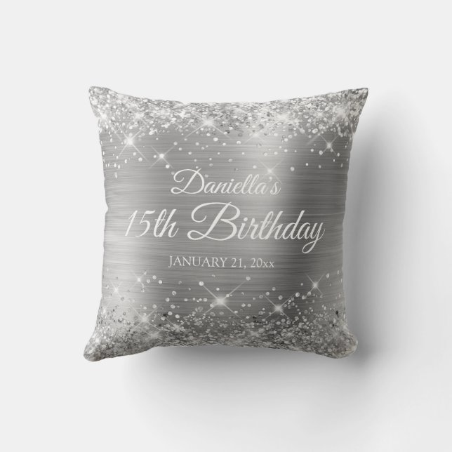 Glittery Silver Foil 15th Birthday Kussen (Achterkant)