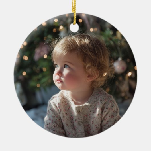 Glittery Silver Foil 1st Christmas Photo Keramisch Ornament (Achterkant)