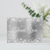 Glittery Silver Foil 21st Birthday Bedankkaart (Staand voorkant)