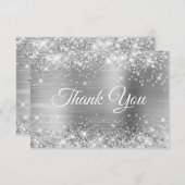 Glittery Silver Foil 21st Birthday Bedankkaart (Voorkant / Achterkant)