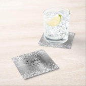 Glittery Silver Foil 21st Birthday Kartonnen Onderzetters (Insitu)