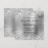 Glittery Silver Foil 40th Birthday Kaart (Voorkant / Achterkant)