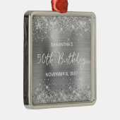 Glittery Silver Foil 50th Birthday Metalen Ornament (Rechts)