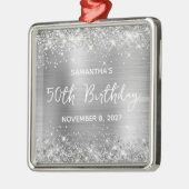 Glittery Silver Foil 50th Birthday Metalen Ornament (Links)