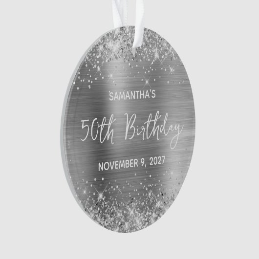 Glittery Silver Foil 50th Birthday Ornament (voorkant)