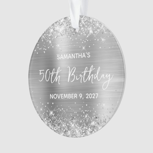 Glittery Silver Foil 50th Birthday Ornament (voorkant)