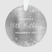 Glittery Silver Foil 50th Birthday Ornament (voorkant)