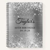 Glittery Silver Foil 60th Birthday Guest Notitieboek (Voorkant)