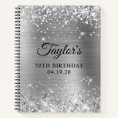 Glittery Silver Foil 70th Birthday Guest Notitieboek (Voorkant)