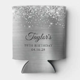 Glittery Silver Foil 75th Birthday Blikjeskoeler