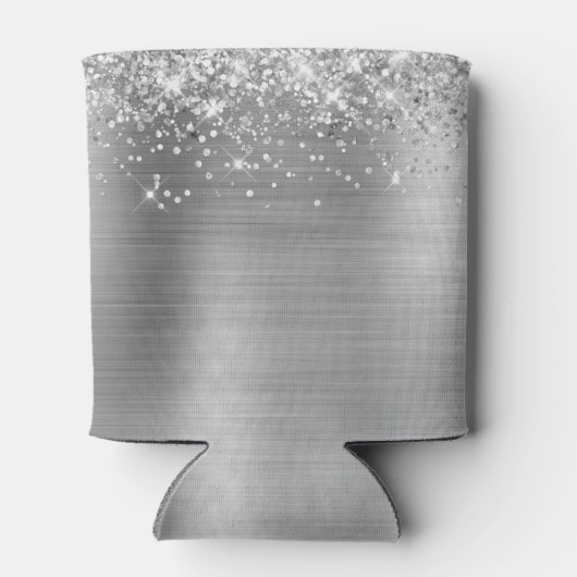 Glittery Silver Foil 75th Birthday Blikjeskoeler (Achterkant)