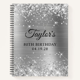 Glittery Silver Foil 80th Birthday Guest Notitieboek