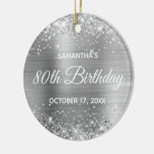 Glittery Silver Foil 80th Birthday Keramisch Ornament (Links)