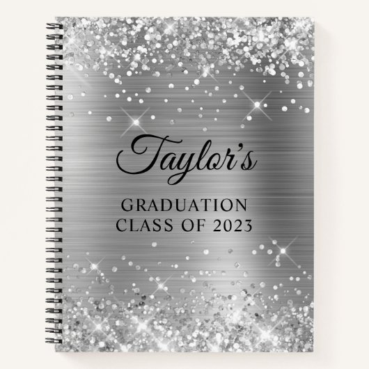 Glittery Silver Foil Afstuderen Guest Notitieboek (Voorkant)
