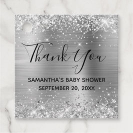 Glittery Silver Foil Baby shower Hartelijk dank Bedankjes Labels