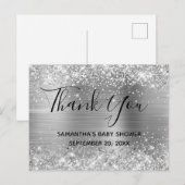 Glittery Silver Foil Baby shower Hartelijk dank Briefkaart (Voorkant / Achterkant)